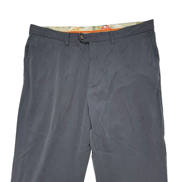 TOMMY BAHAMA Gray Silk Cotton Blend Slacks Pants Size 36x30 Mens Work Trousers - Picture 3 of 7